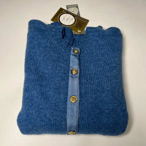 Barrie Knitwear Sweater Size 42 Cardigan Shetland 100% Pure Wool Gold Buttons - Picture 15 of 15